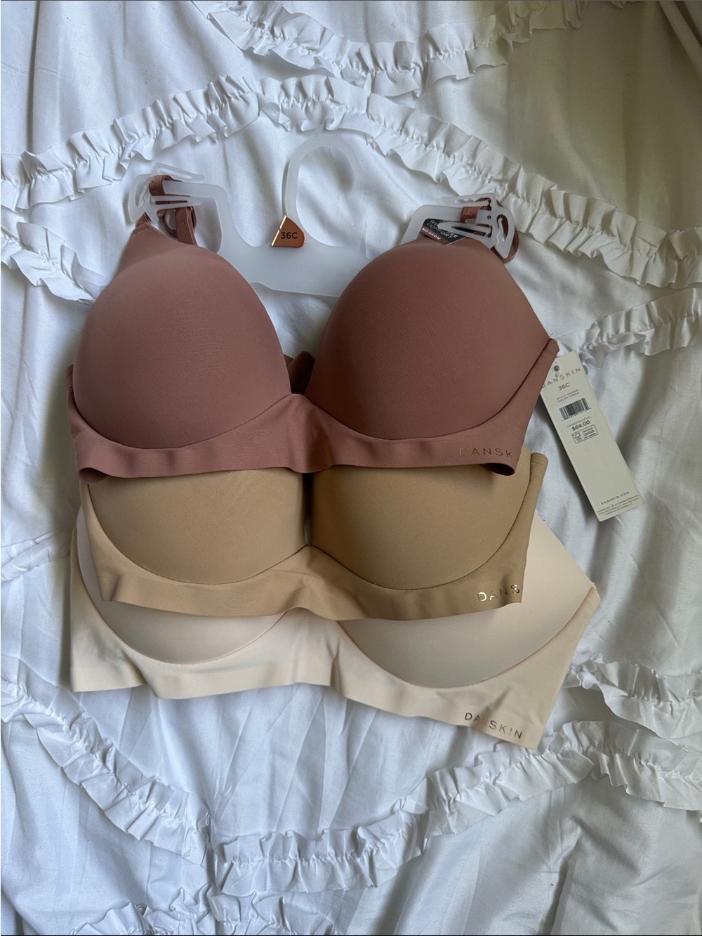 Danskin Seamless Molded Cup Bra Set - Mauve, Beige, Ivory
